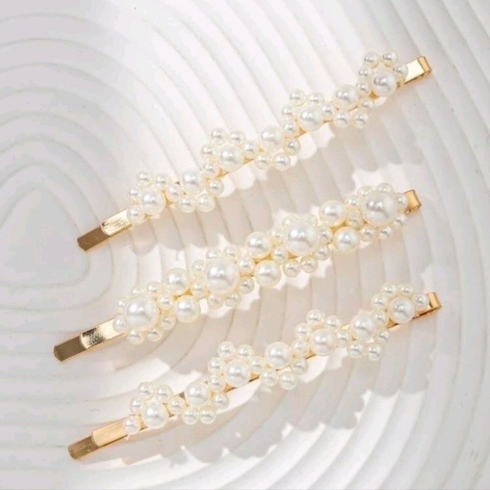 Anthropologie Pearl Cluster Hair Pins — Set of 3